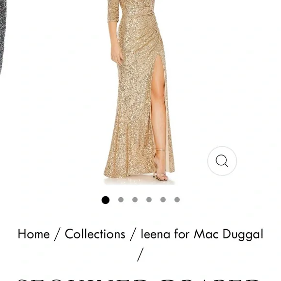 Sequence draped 3/4 gold floor length gown Ieena for Mac Duggal size 4 - Picture 8 of 8